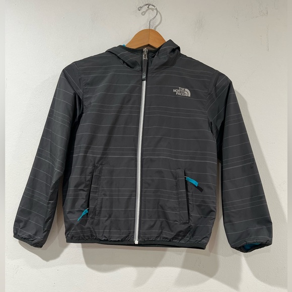 The North Face Jacket Boy's  Gray
Blue Reversible Full Zip Poly Fleece - Picture 1 of 6